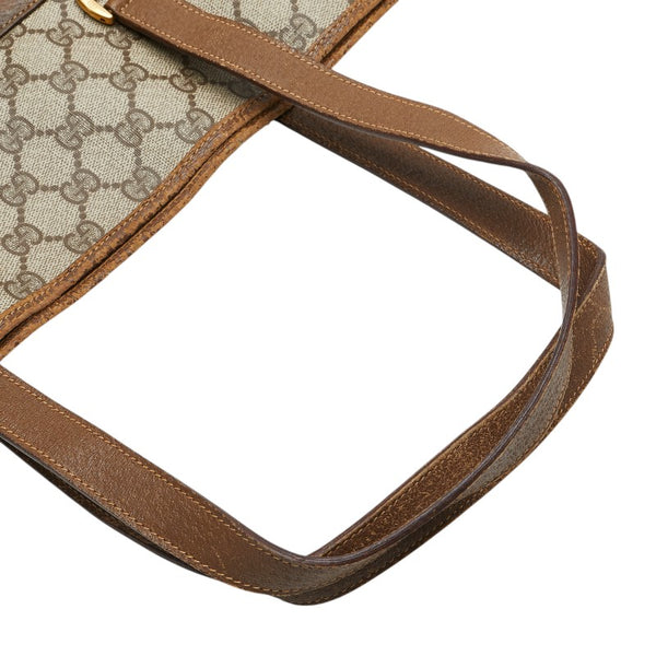 グッチ オールドグッチ GGスプリーム トートバッグ ベージュ ブラウン PVC レザー レディース GUCCI 【中古】