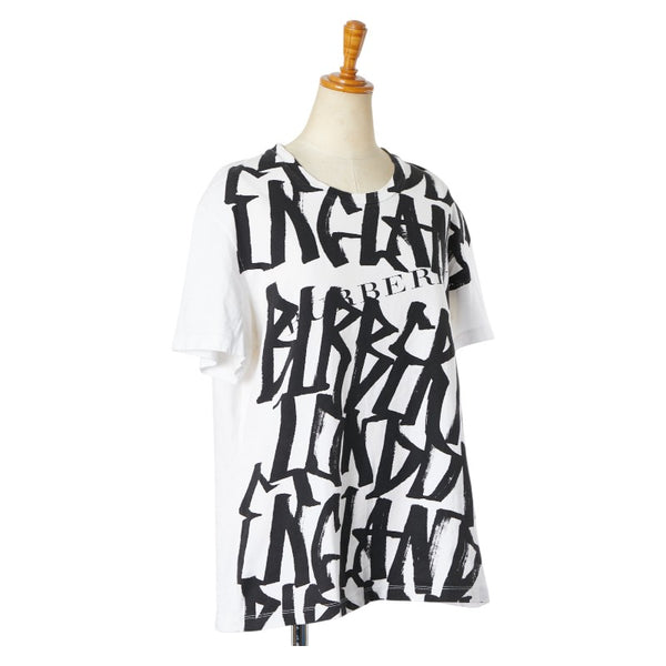 バーバリー ロゴ 半袖Ｔシャツ サイズ:M ホワイト ブラック コットン メンズ BURBERRY 【中古】