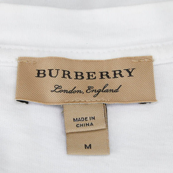 バーバリー ロゴ 半袖Ｔシャツ サイズ:M ホワイト ブラック コットン メンズ BURBERRY 【中古】