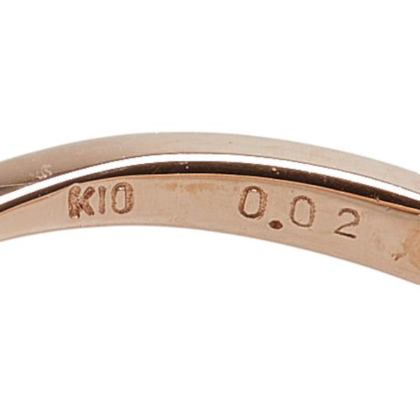 K10PG ピンクゴールド ダイヤ0.02ct 蝶々 リボン モチーフ リング 指輪 レディース 11号 【中古】