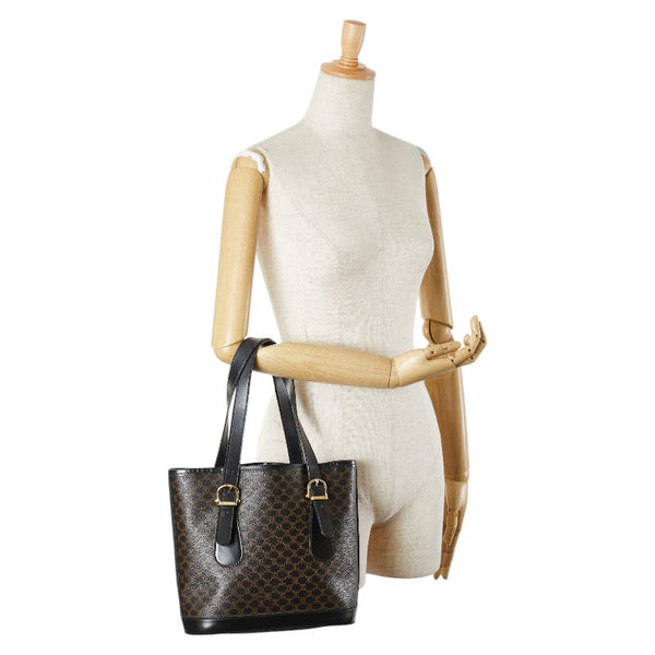 セリーヌ マカダム ハンドバッグ トートバッグ ブラウン ブラック PVC レザー レディース CELINE 【中古】
