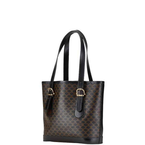 セリーヌ マカダム ハンドバッグ トートバッグ ブラウン ブラック PVC レザー レディース CELINE 【中古】