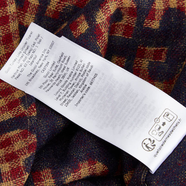 グッチ マキシGG ギンガムチェック シャツ サイズ：48 756842 レッド ネイビー ブラウン ウール メンズ GUCCI 【中古】