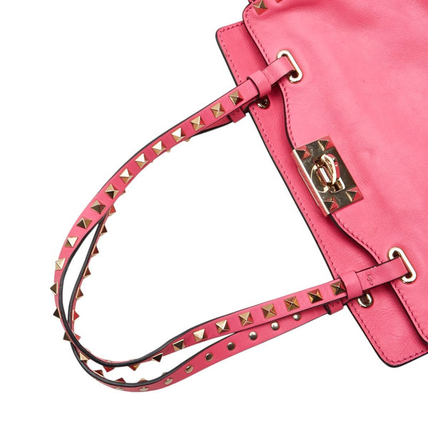 ヴァレンチノ ロックスタッズ ハンドバッグ ショルダーバッグ 2WAY ピンク レザー レディース Valentino 【中古】