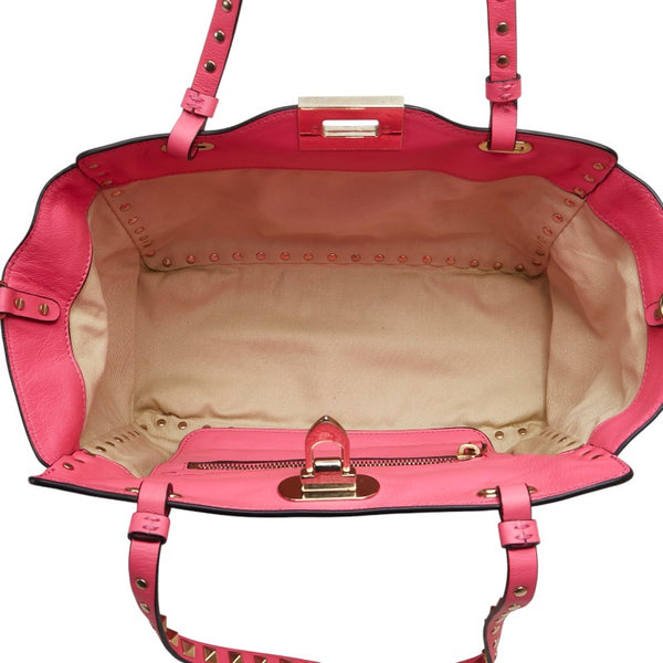 ヴァレンチノ ロックスタッズ ハンドバッグ ショルダーバッグ 2WAY ピンク レザー レディース Valentino 【中古】
