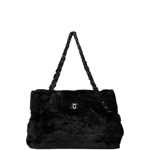 シャネル マトラッセ カメリア ココマーク チェーン トートバッグ ショルダーバッグ ブラック フェイクファー レディース CHANEL 【中古】