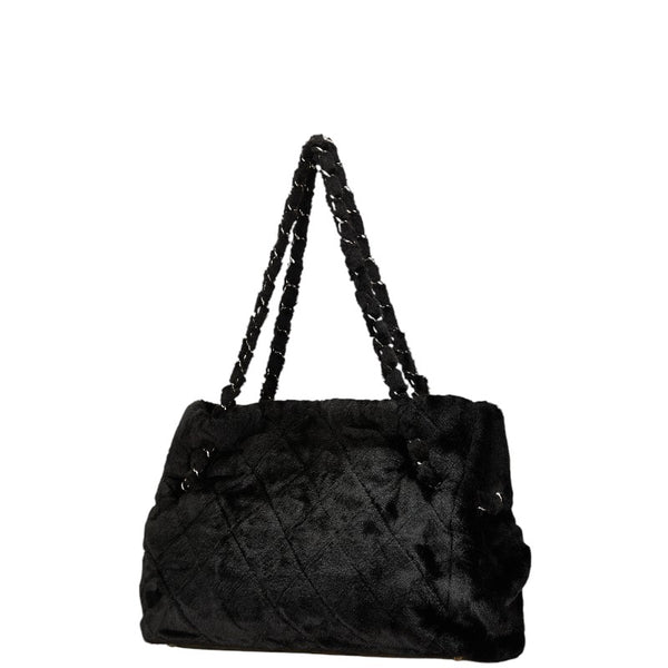 シャネル マトラッセ カメリア ココマーク チェーン トートバッグ ショルダーバッグ ブラック フェイクファー レディース CHANEL 【中古】