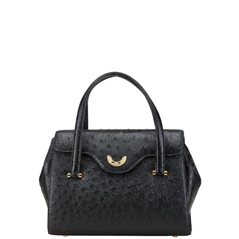 オーストリッチ ハンドバッグ ブラック オーストリッチ レディース ostrich 【中古】