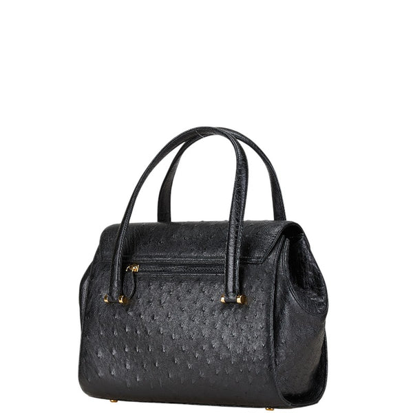 オーストリッチ ハンドバッグ ブラック オーストリッチ レディース ostrich 【中古】
