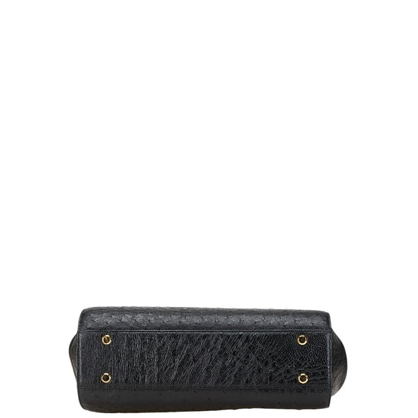 オーストリッチ ハンドバッグ ブラック オーストリッチ レディース ostrich 【中古】