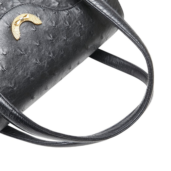 オーストリッチ ハンドバッグ ブラック オーストリッチ レディース ostrich 【中古】