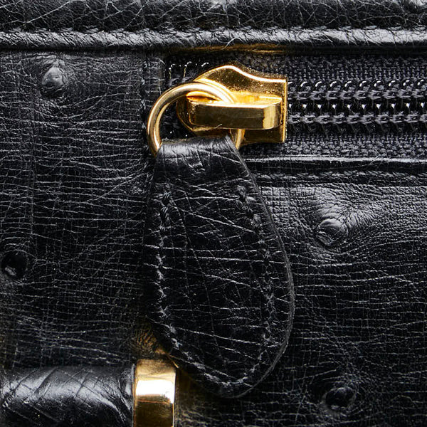 オーストリッチ ハンドバッグ ブラック オーストリッチ レディース ostrich 【中古】