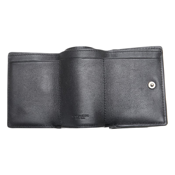 コーチ シグネチャー 三つ折り財布 トライフォールドウォレット F77928 グレー ブラック PVC メンズ COACH 【中古】