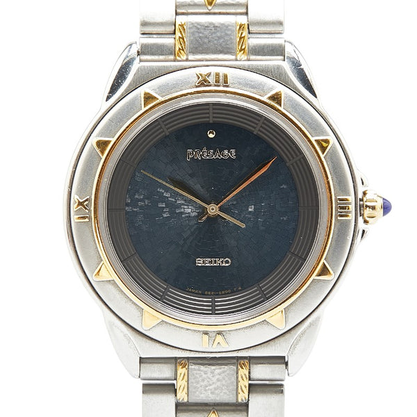 セイコー PRESAGE 腕時計 クオーツ ブラック文字盤 ステンレススチール メッキ レディース SEIKO 【中古】