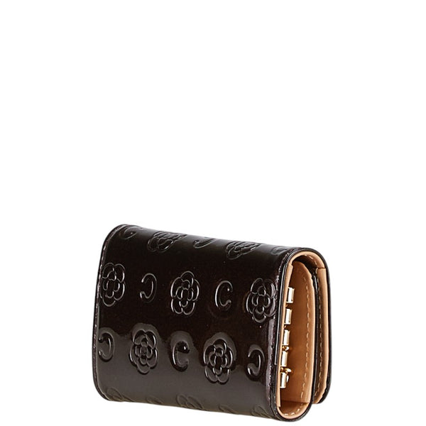 クレイサス 花柄 ラインストーン キーケース 4連 ブラウン エナメル レディース CLATHAS 【中古】