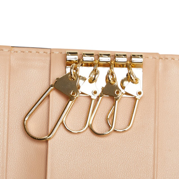 クレイサス 花柄 ラインストーン キーケース 4連 ブラウン エナメル レディース CLATHAS 【中古】