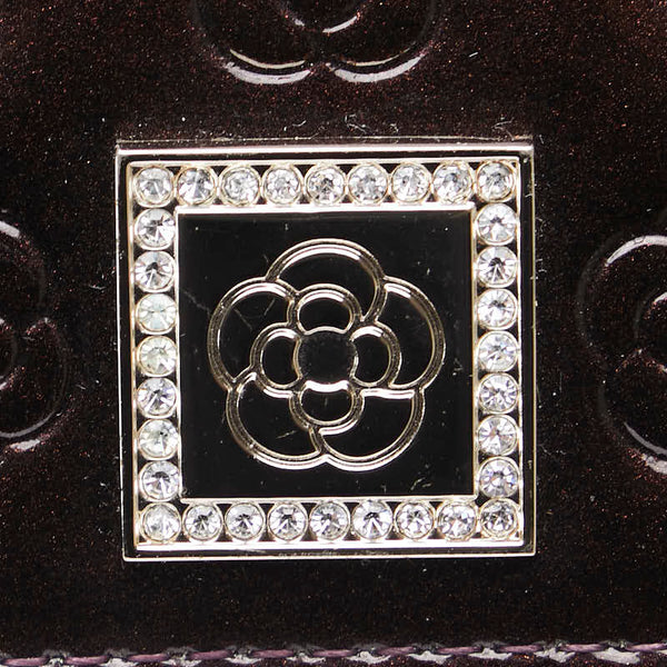 クレイサス 花柄 ラインストーン キーケース 4連 ブラウン エナメル レディース CLATHAS 【中古】