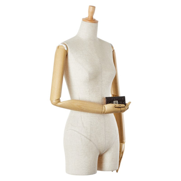 クレイサス 花柄 ラインストーン キーケース 4連 ブラウン エナメル レディース CLATHAS 【中古】