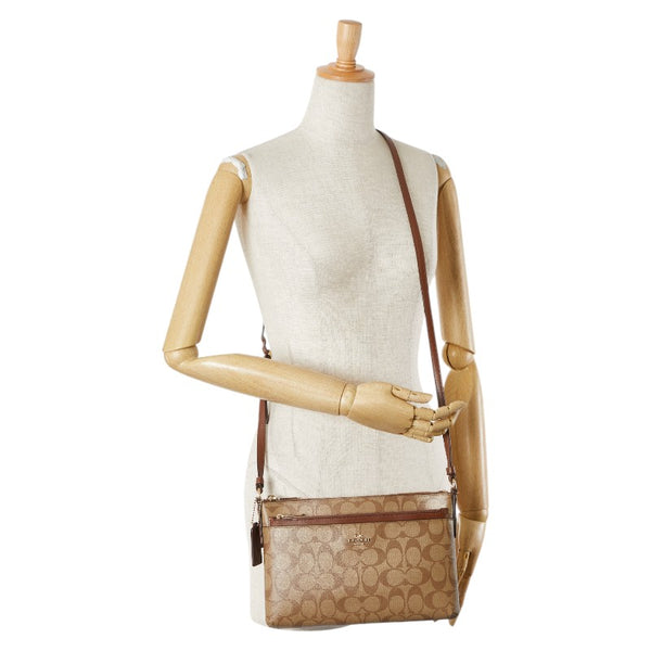 コーチ シグネチャー 斜め掛け ショルダーバッグ F58316 ベージュ ブラウン PVC レザー レディース COACH 【中古】