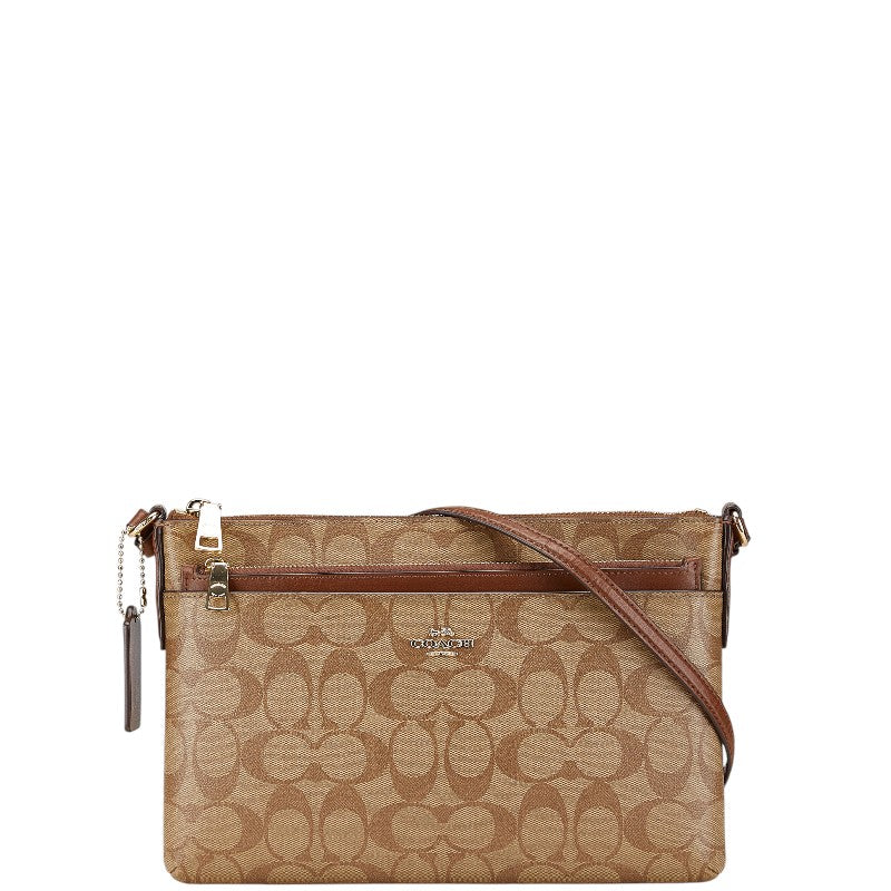 コーチ シグネチャー 斜め掛け ショルダーバッグ F58316 ベージュ ブラウン PVC レザー レディース COACH 【中古】