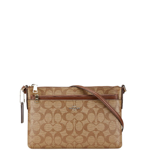 コーチ シグネチャー 斜め掛け ショルダーバッグ F58316 ベージュ ブラウン PVC レザー レディース COACH 【中古】