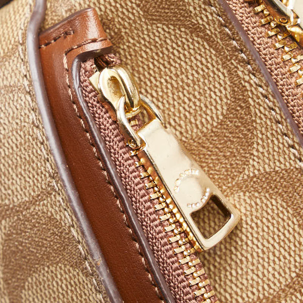 コーチ シグネチャー 斜め掛け ショルダーバッグ F58316 ベージュ ブラウン PVC レザー レディース COACH 【中古】