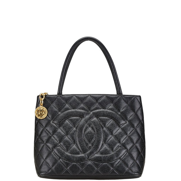 シャネル マトラッセ ココマーク 復刻トート トートバッグ ブラック キャビアスキン レディース CHANEL 【中古】