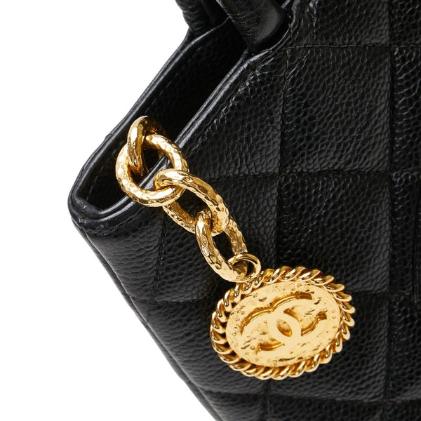 シャネル マトラッセ ココマーク 復刻トート トートバッグ ブラック キャビアスキン レディース CHANEL 【中古】