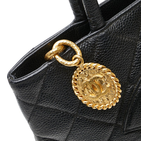 シャネル マトラッセ 復刻トート ココマーク トートバッグ ブラック キャビアスキン レディース CHANEL 【中古】