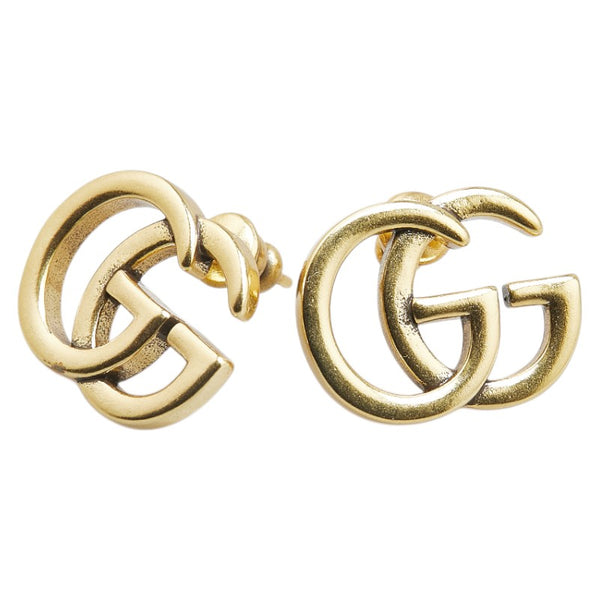 グッチ GGロゴ スタッド ピアス ゴールド メッキ レディース GUCCI 【中古】