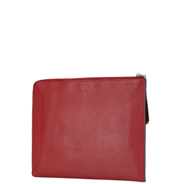 フェンディ バグズアイ モンスター クラッチバッグ 8M0370 レッド レザー パイソン メンズ FENDI 【中古】
