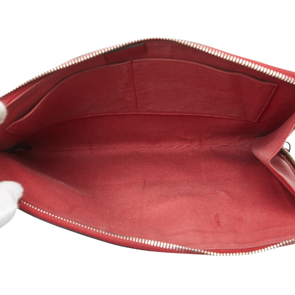 フェンディ バグズアイ モンスター クラッチバッグ 8M0370 レッド レザー パイソン メンズ FENDI 【中古】