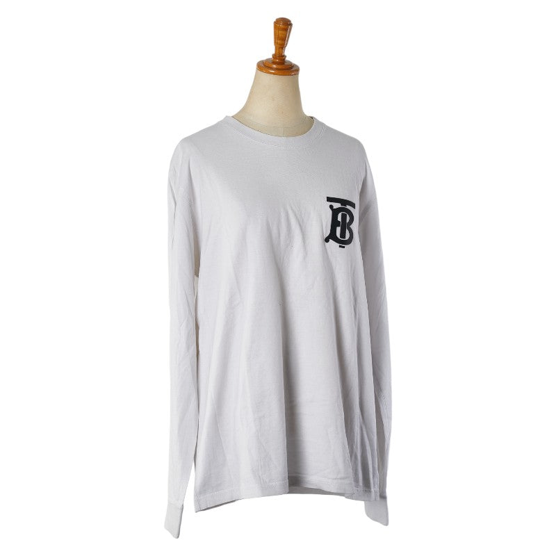 バーバリー TBロゴ 長袖Tシャツ ロンT サイズ:S ホワイト コットン メンズ BURBERRY 【中古】