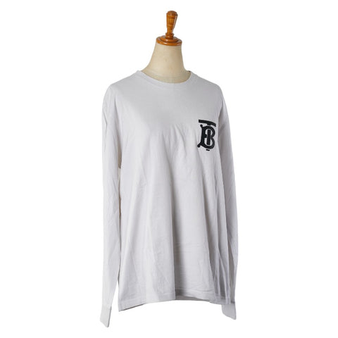 バーバリー TBロゴ 長袖Tシャツ ロンT サイズ:S ホワイト コットン メンズ BURBERRY 【中古】