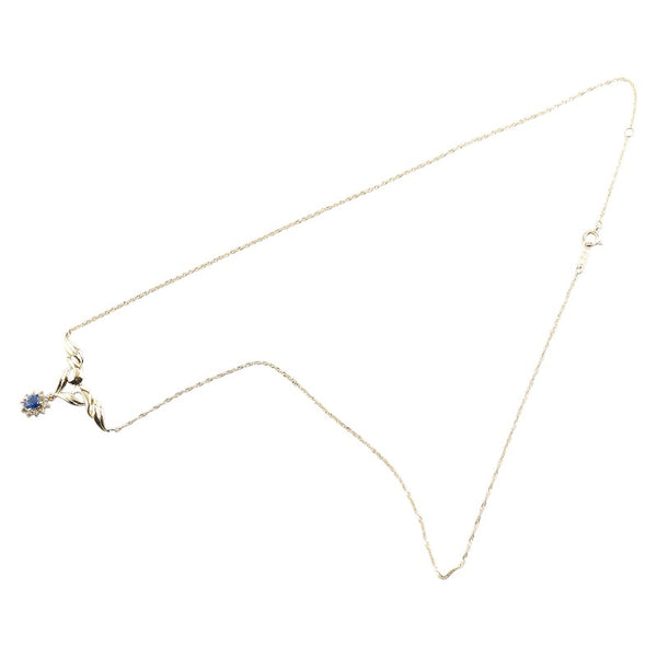 K18YG イエローゴールド サファイア ダイヤ0.10ct ペンダントネックレス レディース 【中古】