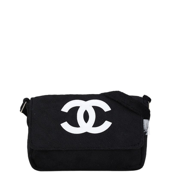 シャネル ノベルティ ココマーク 斜め掛け ショルダーバッグ ブラック ホワイト パイル レディース CHANEL 【中古】