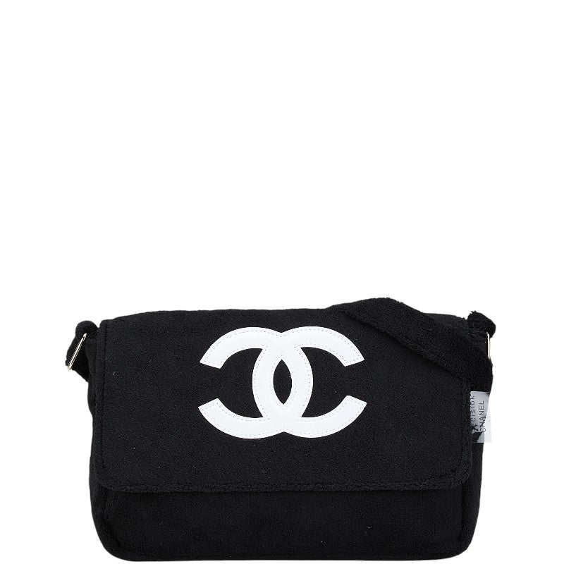 シャネル ノベルティ ココマーク 斜め掛け ショルダーバッグ ブラック ホワイト パイル レディース CHANEL 【中古】