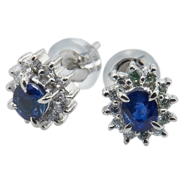 Pt900 プラチナ サファイア0.60ct ダイヤ0.23ct ピアス レディース 【中古】