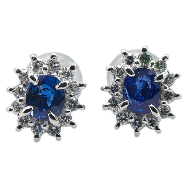 Pt900 プラチナ サファイア0.60ct ダイヤ0.23ct ピアス レディース 【中古】