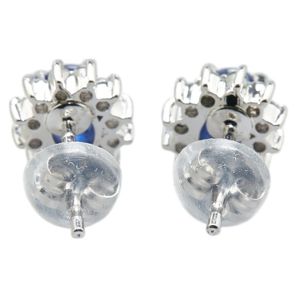 Pt900 プラチナ サファイア0.60ct ダイヤ0.23ct ピアス レディース 【中古】