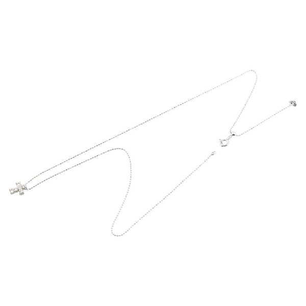 K18WG ホワイトゴールド ダイヤ0.30ct クロス 十字架 モチーフ ペンダントネックレス レディース 【中古】