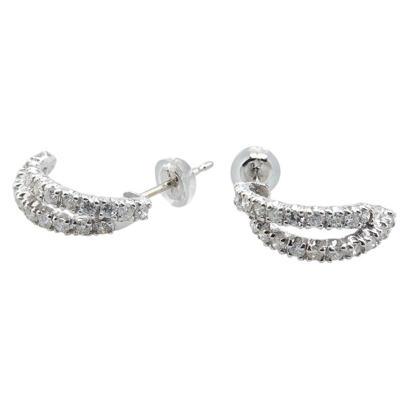 K14WG ホワイトゴールド ダイヤ1.00ct ピアス レディース 【中古】