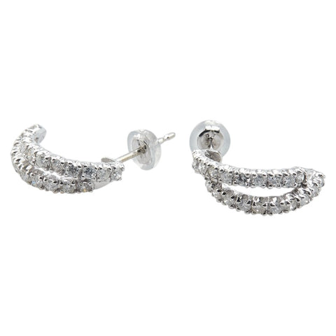 K14WG ホワイトゴールド ダイヤ1.00ct ピアス レディース 【中古】