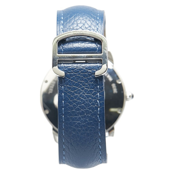 カルティエ ロンドソロ 腕時計 WSRN0021 自動巻き シルバー文字盤 ステンレススチール レザー ユニセックス CARTIER 【中古】