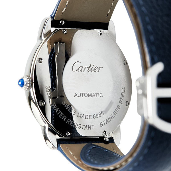 カルティエ ロンドソロ 腕時計 WSRN0021 自動巻き シルバー文字盤 ステンレススチール レザー ユニセックス CARTIER 【中古】