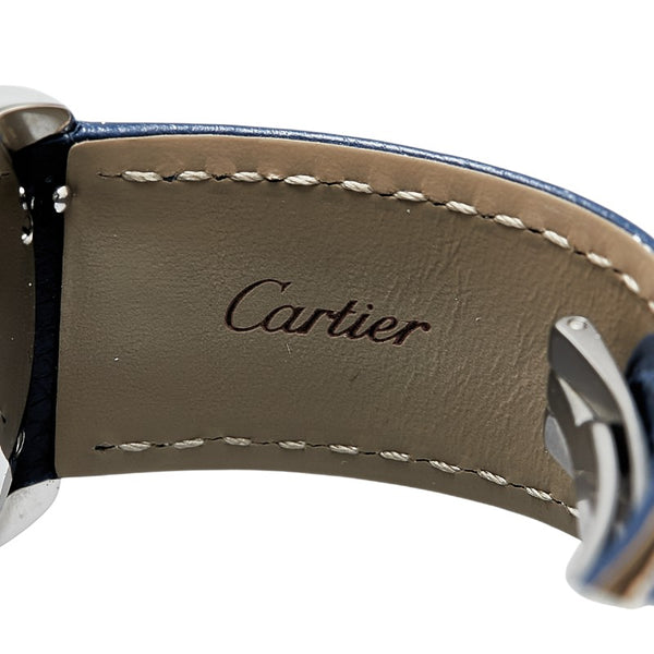カルティエ ロンドソロ 腕時計 WSRN0021 自動巻き シルバー文字盤 ステンレススチール レザー ユニセックス CARTIER 【中古】