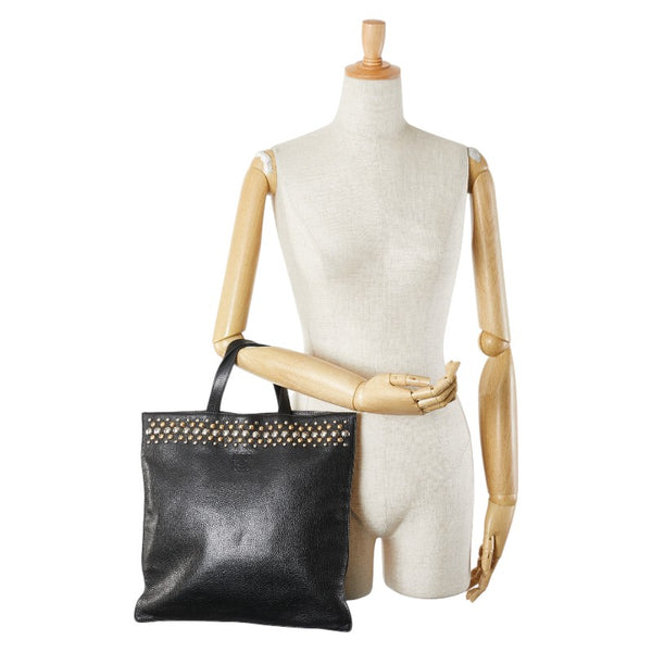 ロエベ アナグラム スタッズ ハンドバッグ ブラック レザー レディース LOEWE 【中古】