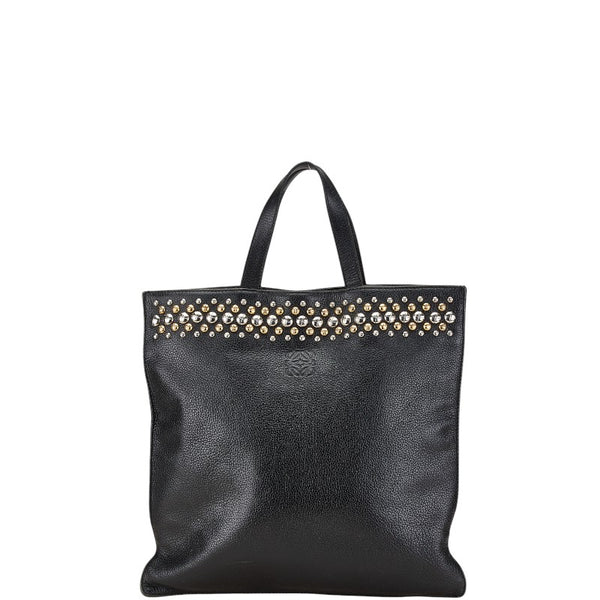 ロエベ アナグラム スタッズ ハンドバッグ ブラック レザー レディース LOEWE 【中古】