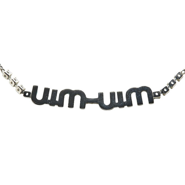 ミュウミュウ ロゴ ネックレス シルバー メタル ラインストーン レディース MIUMIU 【中古】