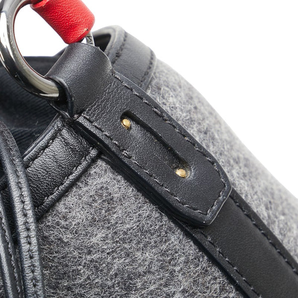 エム シー エム シュタッド ローデン ハンドバッグ ショルダーバッグ 2WAY グレー ブラック マルチカラー ウール キャンバス レザー レディース MCM 【中古】